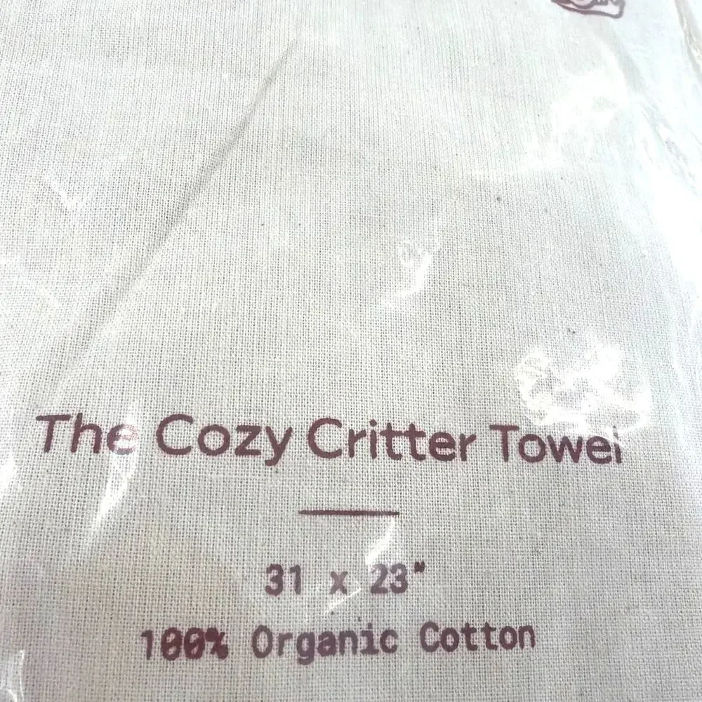 Tiny Kind Cozy Critter Organic Towel Taupe Bear Size 0-12 M